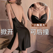 洛蔓希 情趣內(nèi)衣 性感睡衣女制服誘惑吊帶睡裙純欲小胸鏤空綢緞絲滑家居服 夫妻房事激情套裝