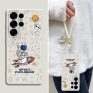 STRYFER適用三星S25ultra手機殼Galaxy S25 Ultra保護套全包防摔硅膠直邊軟殼-【火箭太空人】掛繩+墊片