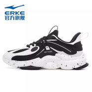 鴻星爾克（ERKE）清倉女鞋跑步鞋2025冬春款低幫休閑板鞋防滑運動(dòng)鞋女紅星鞋子 正黑/橡牙白3111 36