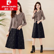 皮爾卡丹（pierre cardin）2025秋季新款女裝針織連衣裙秋冬穿搭套裝裙時(shí)尚馬甲連帽套裝裙女 麥色 2XL