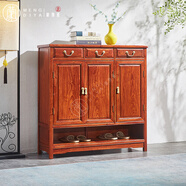 蒙地亞紅木家具非洲花梨（學(xué)名：刺猬紫檀）新中式素面獨板兩門(mén)/三門(mén)/四門(mén)鞋柜 門(mén)廳柜 儲物柜 三門(mén)106*36*108cm