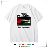 嘉蝶free palestine巴勒斯坦衣服體恤短袖男夏抵制以色列衣服 白色 S