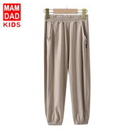 KIDS MAM&DAD爸媽親兒童防蚊褲夏薄款透氣冰絲褲男女童燈籠褲子韓版寬松速干褲 卡其 140
