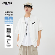 Foss Phil短袖襯衫男士夏季襯衣男潮流印花休閑外套寬松上衣FPCS2白色XL