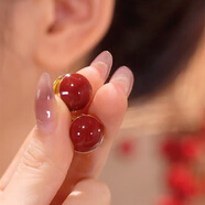 蔓笙紅豆耳環(huán)女復古港風(fēng)紅色耳釘無(wú)耳洞免打孔蚊香盤(pán)耳夾耳扣生日禮物 相思紅豆耳釘一對