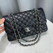 【二手99新】香奈兒Chanel CF jumbo GST 黑色 荔枝皮 手提 單肩 女士手袋 女包 cf黑銀荔枝皮98新