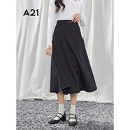 A21女裝黑色半身裙2025春季新款簡約設(shè)計感A字裙自然腰百搭長裙 黑色 S