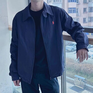 POLO SPORT RALPH LAUREN拉夫勞倫復古休閑工裝戰(zhàn)馬美式哈林頓春秋季款外套夾克卡其翻領機 【立領】刺繡馬 藏青色 XL 130-145斤