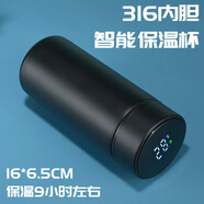 320ml智能顯溫杯 316不銹鋼雙層真空保溫杯簡(jiǎn)約迷你口袋水杯 黑色 320ml