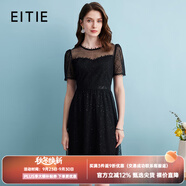 愛特愛（EITIE）網(wǎng)紗蕾絲收腰蓬蓬裙亮片小黑裙連衣裙夏新款高端女裝7407158 極簡黑20 L 165