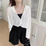 愛(ài)麥依防曬衣女夏季韓版寬松顯瘦襯衫中長(cháng)款空調衫薄外套百搭 白色上衣 2XL 【建議150-200斤】