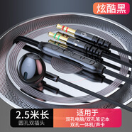 DOBOLY臺(tái)式電腦2023新款入耳式耳機(jī)有線帶麥耳麥圓孔雙插頭游戲電競用 【炫酷黑】2.5米圓孔雙插頭*降噪
