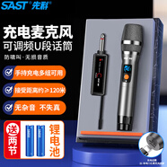先科（SAST）OK-125充電無(wú)線(xiàn)麥克風(fēng)家庭KTV唱歌舞臺主持演講K歌會(huì )議音箱音響功放調頻萬(wàn)能金屬話(huà)筒（隨機發(fā)貨）