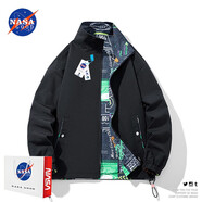 NASA GOOD夾克男雙面穿保暖加厚外套立領(lǐng)情侶上衣高街寬松大碼休閑外套男 黑色 4XL(190-210)