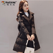 啄木鳥(niǎo)棉服女中長(cháng)款2025新款百搭韓版潮冬季女士棉襖a字蓬蓬棉衣斗篷型 黑色 L