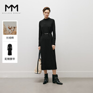 麥檬MM麥檬23年秋冬時(shí)尚半高領(lǐng)百搭通勤針織長(cháng)裙連衣裙女5EA193611 黑色 M