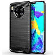 洛迪凡 碳纖維紋拉絲保護套防汗防滑防摔皮套純色商務(wù)軟膠手機殼 適用于華為 Mate30 (拉絲-黑色)