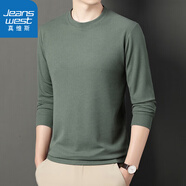真維斯衛(wèi)衣男春秋長袖T恤上衣休閑體恤秋衣休閑服打底衫圓領(lǐng)純色簡約 A422-999 豆綠色 2XL (建議150-170斤)