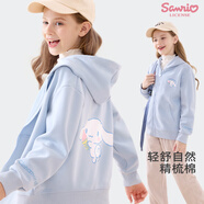 Hello Kitty女童外套春秋裝連帽拉鏈衫洋氣兒童衛衣韓版童裝N0508藍色130