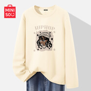 名創(chuàng  )優(yōu)品（MINISO）2025秋季新款女裝百搭潮流時(shí)尚上衣女寬松休閑圓領(lǐng)純棉長(cháng)袖t恤衫 【100%純棉】奶白(嘻哈男孩) S 155 ( 舒適好搭)