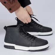 肯茵馬丁靴男鞋冬季高幫鞋男保暖棉鞋軟皮加絨皮鞋加厚靴子男士雪地靴 白色 黑色 38