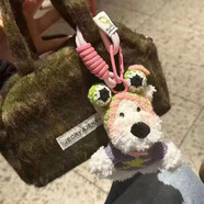 爆款可愛(ài)高地小狗毛絨玩具掛件包包掛飾卡通潦草毛毛公仔鑰匙扣 【青蛙帽子】款