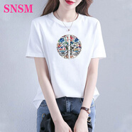SNSM 設(shè)計師高端品牌短袖T恤女圓領(lǐng)2025夏季新款寬松休閑時尚百搭上衣 白色【中國風(fēng)】 3XL