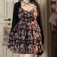 胖左柚胖子穿搭一整套女士夏季衣服大碼胖妹妹甜辣妹純欲風(fēng)性感顯瘦開(kāi)衫 開(kāi)衫+吊帶裙 2XL 建議體重【140-160】