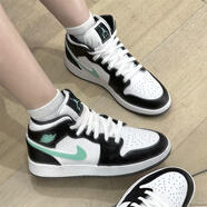 耐克休閑鞋大童鞋女鞋2024夏季新款運(yùn)動(dòng)鞋Air Jordan1 AJ1中幫籃球鞋 DQ8423-103黑白綠 36