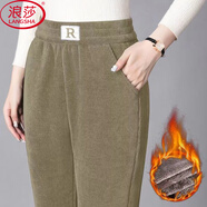 浪莎冬季女褲子加絨加厚保暖哈倫褲媽媽寬松大碼高腰新品顯瘦休閑褲
