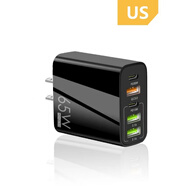 閃步65W多口英規(guī)雙PD20W歐規(guī)充電器3USB快充適用iphone11/12蘋果13/14Type-C手機(jī)充電頭5口港版美規(guī)香 65W氮化鎵UK美規(guī)【黑色】 大陸