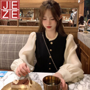 JEZE早秋法式風(fēng)夏季新款秋季2025春秋款長袖小個子秋裝連衣裙女裝裙子 黑色連衣裙【z】 L 【建議100-110斤】