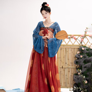 池夏【國色滿(mǎn)庭芳:離歌】唐制短衫齊胸襦裙披帛圍裳原創(chuàng  )改良漢服 離歌四件套 S