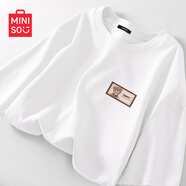 名創(chuàng)優(yōu)品（MINISO）短袖2025新款女夏季胖mm大碼顯瘦寬松女裝純棉半袖夏天正肩女t恤 白色(嗨皮熊仔胸標(biāo)) 2XL (體重150-170斤)