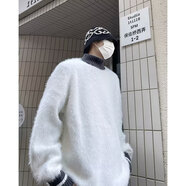 NEW OR MODE高領(lǐng)毛衣男秋冬季新款加絨加厚條紋針織衫寬松慵懶保暖高級(jí)感外套 XZ601-2-MY2650白色 XL