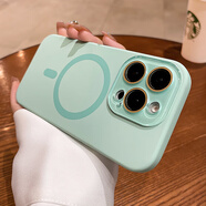 數(shù)行Magsafe磁吸蘋果16promax手機殼iphone16pro液態(tài)硅膠15帶鏡頭膜14防摔13相機按鍵全包保護套外殼 【香草綠】進口真液態(tài)-水晶鏡頭膜 iPhone 15 Pro Max