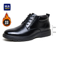海瀾之家（HLA）男鞋2025新款時髦商務(wù)百搭皮鞋正裝英倫風(fēng)德比鞋男士皮鞋 黑色-中高幫加絨 45 （偏大一碼，拍小一碼）