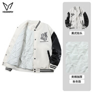 維動（VEIDOORN）明星同款【楊和蘇】星馳棒球服夾克男同款春秋新款外套休閑運動 極光白（夾棉款） L