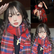慕瓊（MUQIONG）顯白2024新款圍巾女秋冬季韓版百搭高級格子披肩情侶圍脖男保暖 小紅帽[熱賣主推款]