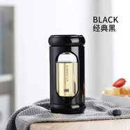 便利100隔熱玻璃杯辦公室小巧高硼硅透明水杯商務(wù)禮品泡茶杯 經(jīng)典黑 200ml