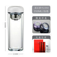 圣以諾圣以諾雙層玻璃杯男YN-245車(chē)載隔熱泡茶高硼硅高檔送禮水杯子女 白色350ml