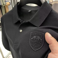 爵少夏季翻領(lǐng)短袖t恤男潮流商務(wù)簡POLO.衫帶領(lǐng)半袖上衣男裝體恤 KC   A05   黑色 L