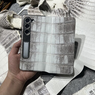 客定新款丨手工自制三星zfold5手機殼喜馬拉雅鱷魚皮定制W202 A級鱷魚喜馬拉雅腹部智能翻蓋皮套 制作工期7-15 三星Galaxy Z Fold5
