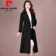 皮爾卡丹（pierre cardin）風(fēng)衣女中長(cháng)款2025春秋裝新款氣質(zhì)大碼媽媽春裝外套顯瘦大衣女女裝 黑色 M