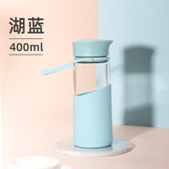 MiGo防爆耐高溫玻璃杯硅膠防燙水杯茶隔過濾家用辦公旅行馬卡龍色 湖藍(lán)色400ml帶茶漏0只