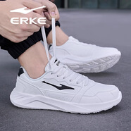 鴻星爾克（ERKE）漫心運動(dòng)男鞋2025年秋冬季新款潮流皮面情侶老爹女鞋軟底運動(dòng)休閑 微晶白/正黑（3353） 39