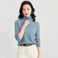 金菊新款高領(lǐng)毛衣時(shí)尚秋冬保暖打底美麗諾100%綿羊毛女士純羊毛衫 兩翻領(lǐng)水心蘭 2XL