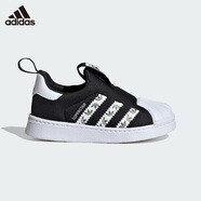 阿迪達(dá)斯（adidas）童鞋三葉草秋冬男女小童一腳蹬貝殼頭鞋 JH6499黑/白/橄欖綠