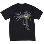吉賽倫烏克蘭戰(zhàn)士t恤 Ukraine cpu 國(guó)家地圖衣服短袖T恤男女印花上衣短T 黑色 L