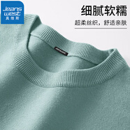 真維斯（JEANSWEST）毛衣男加絨加厚保暖上衣秋冬一體絨舒適百搭學生針織毛衣打底衫 孔雀綠（加厚圓領毛衣） M(推薦100斤-110斤左右)
